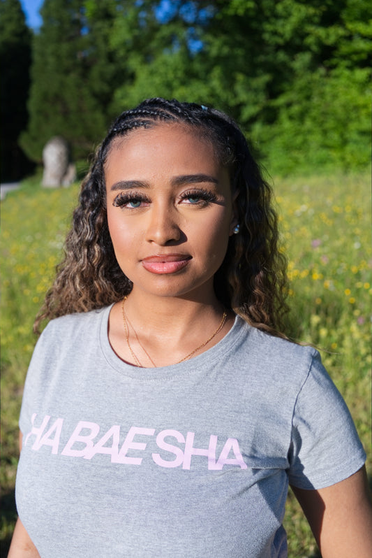 HA BAE SHIRT (Grey x Pink)