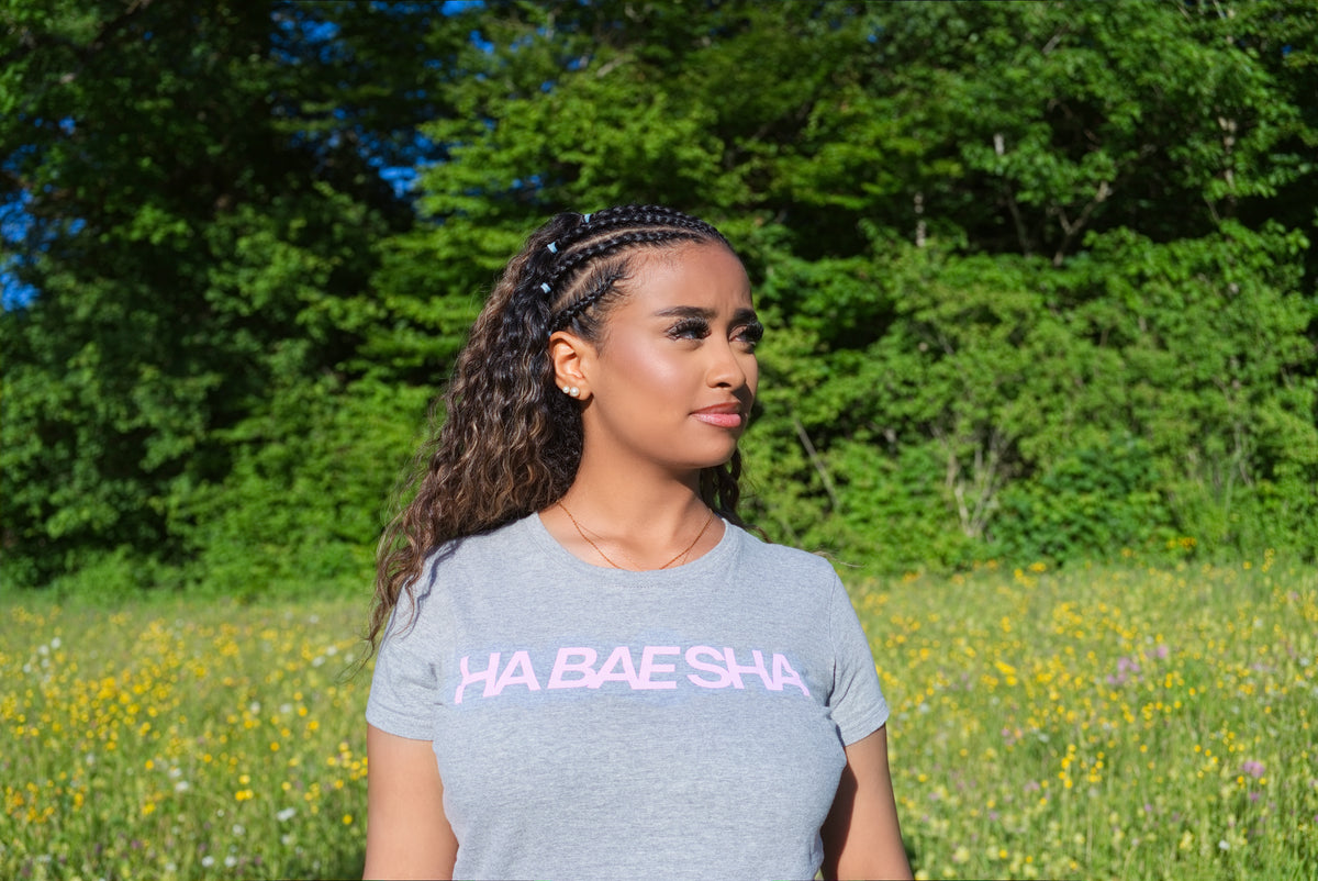 HA BAE SHIRT (Grey x Pink)